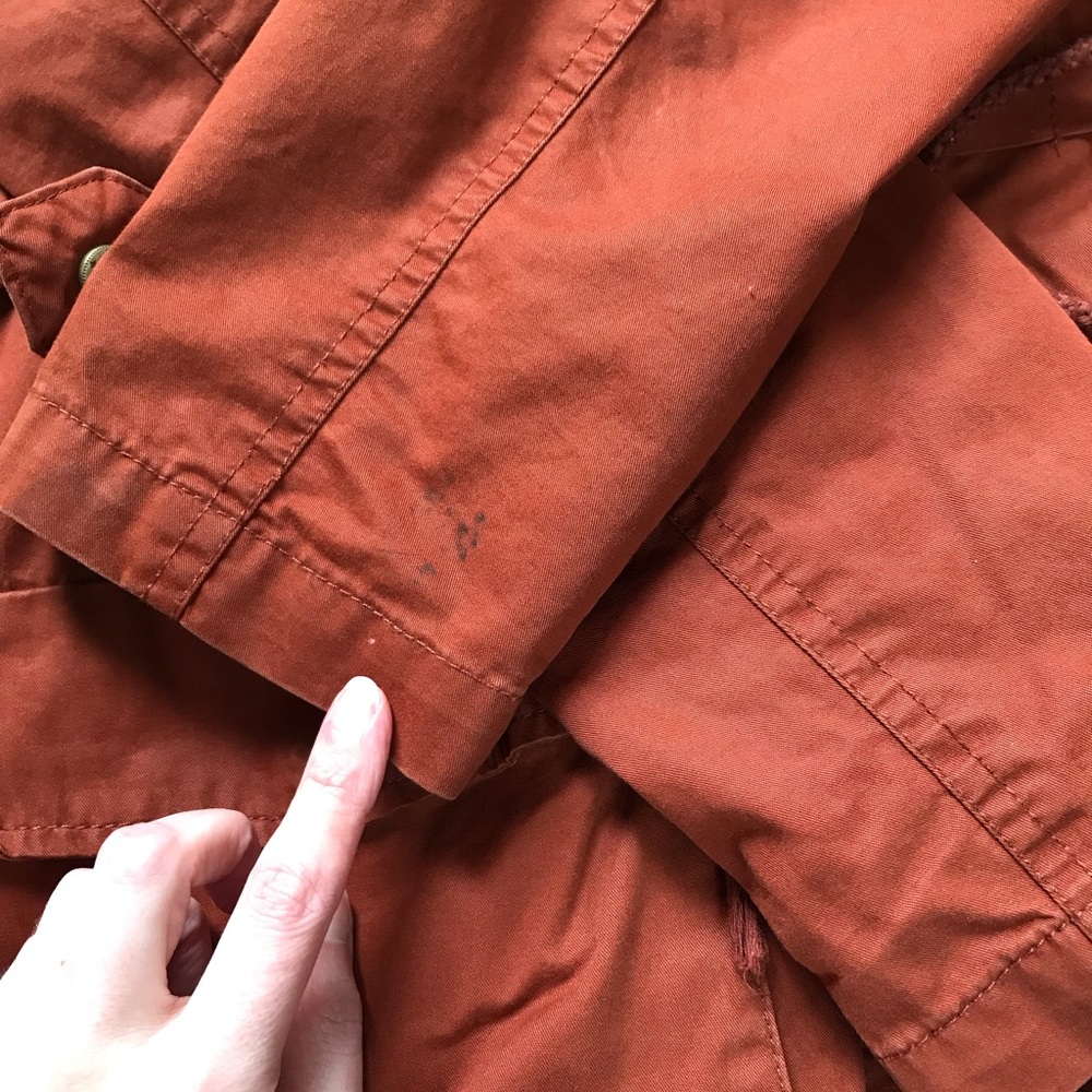 F21 Burnt Sienna Red-Brown Hooded Longline Utility Jacket - M - Picture 11 of 13